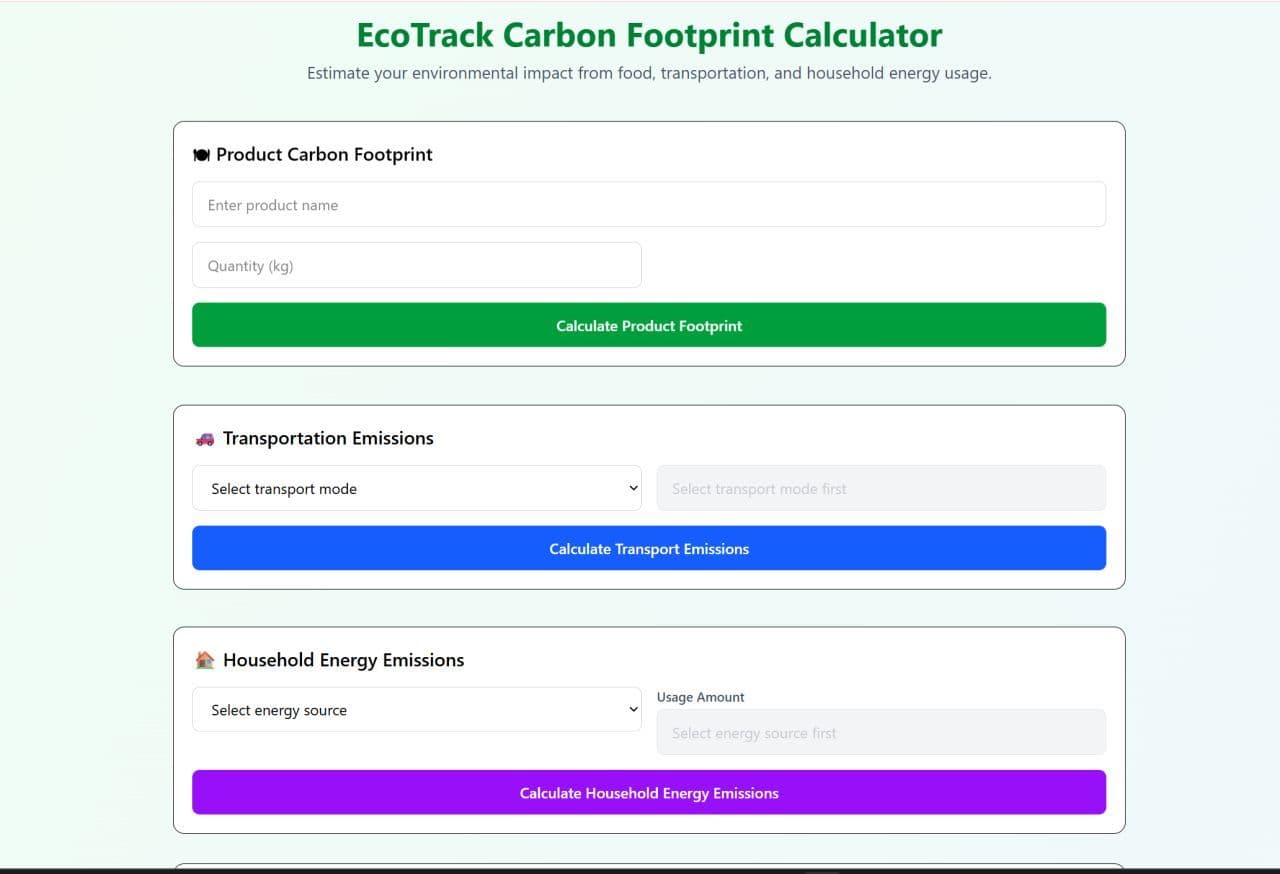EcoTrack carbon footprint calculator